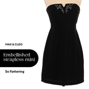 Max & Cleo strapless black dress with rhinestones